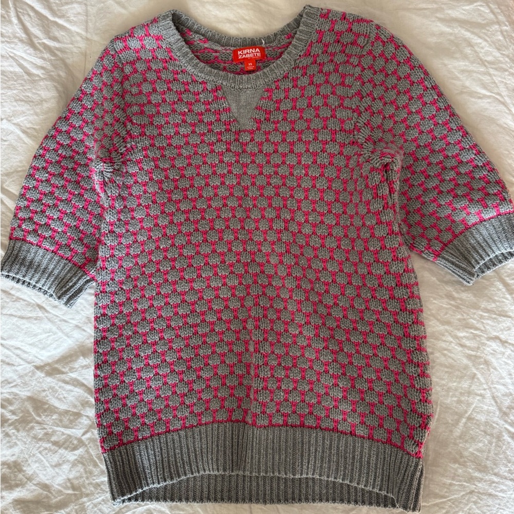 Women's Knit Sweater in Gray and Pink